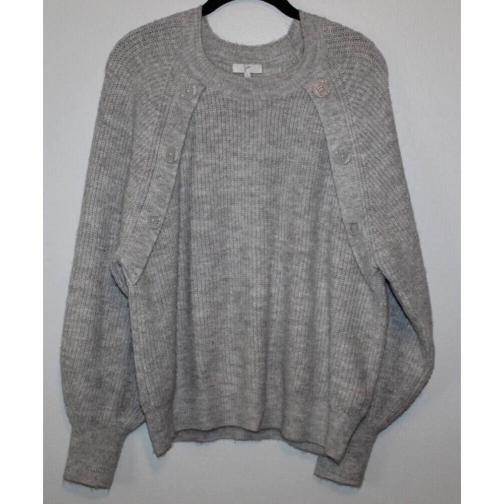 Joie Aine Ribbed Balloon Sleeve Pullover Sweater Button Shoulder Accent Large - Picture 8 of 16